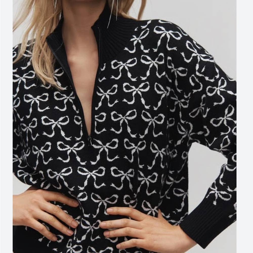 Anthropologie Maeve Black and White Knit Sweater